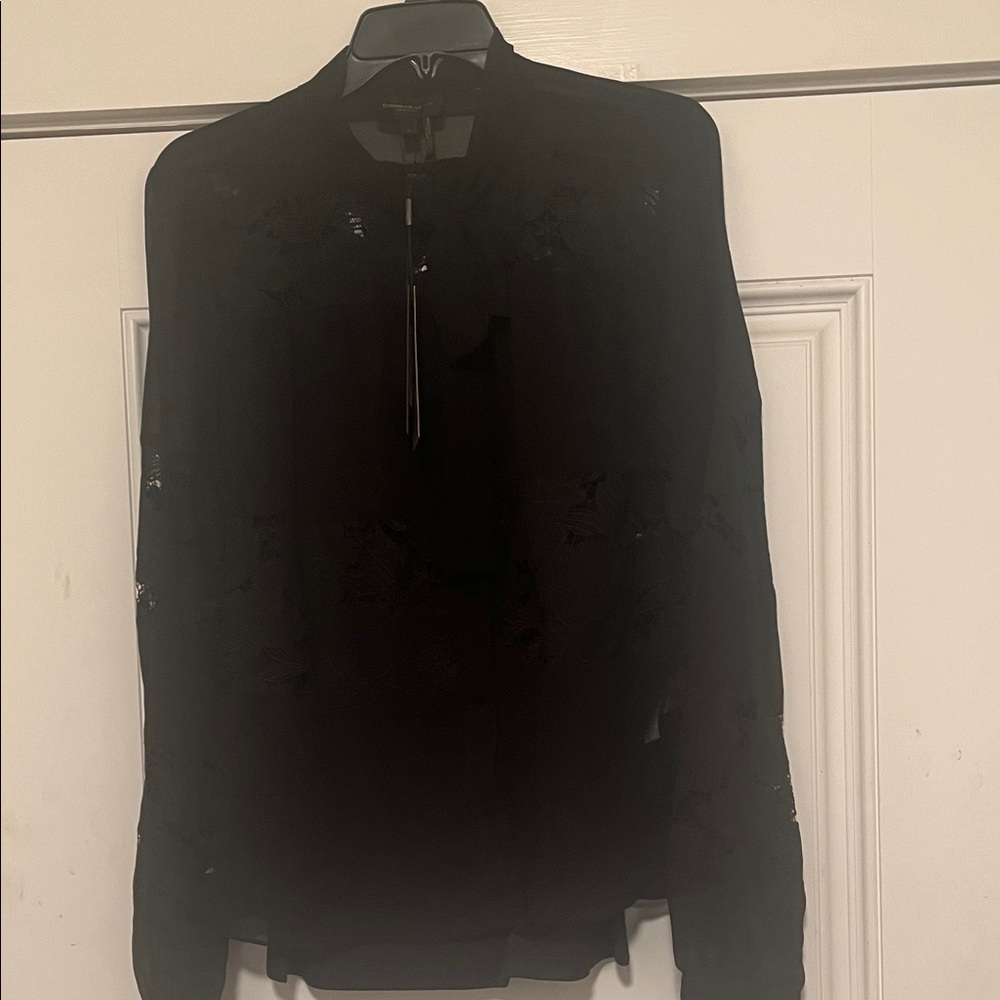 Donna Karan Black Sheer Top